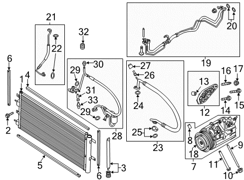 2020 Ford Fusion A/C Condenser, Compressor & Lines Upper Seal Diagram for G3GZ-2021702-A