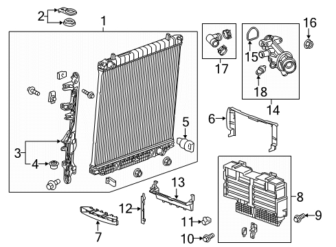 2019 GMC Canyon Radiator & Components Radiator Assembly Diagram for 84671375