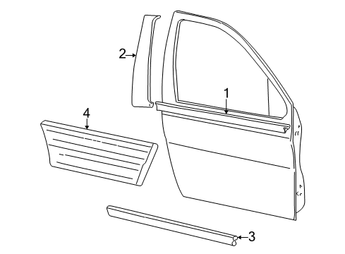 2004 Mercury Monterey Exterior Trim - Front Door Cladding Diagram for 4F2Z-1720878-BAPTM