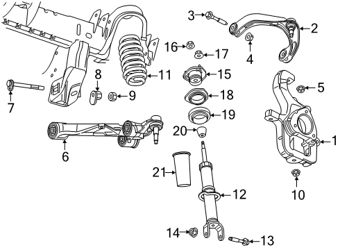 2019 Ram 1500 Front Suspension Components, Lower Control Arm, Upper Control Arm, Ride Control, Stabilizer Bar Front Steering Knuckle Diagram for 68265014AA