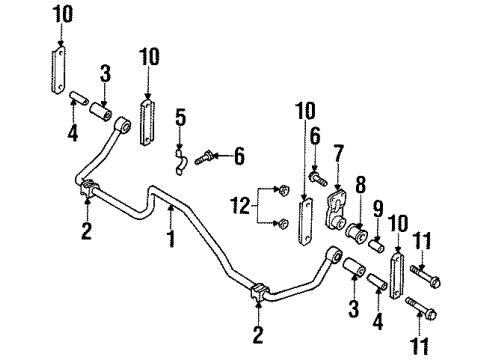 1999 Isuzu Amigo Stabilizer Bar & Components - Rear Shackle, Stabilizer Bar Diagram for 8-97124-914-0