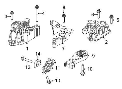 2021 Ram ProMaster City Engine & Trans Mounting Bolt-Engine Mount Diagram for 68439302AA