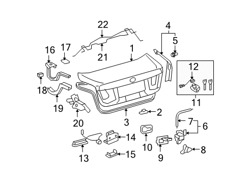 2008 Lexus LS460 Trunk Hinge Assembly, Luggage Diagram for 64520-50063