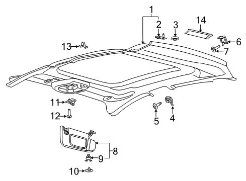 2015 Lincoln MKZ Interior Trim - Roof Bracket Diagram for DP5Z-5429019-A