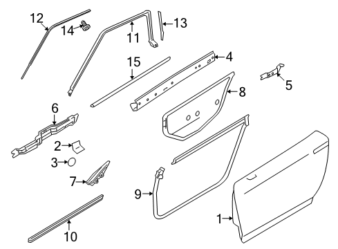 2010 Nissan GT-R Door & Components, Exterior Trim Weatherstrip-Body Side, LH Diagram for 76861-JF00E