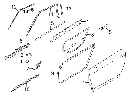 2010 Nissan GT-R Door & Components, Exterior Trim Reinforce-Front Door Inner Waist Front, L Diagram for 80143-JF00B