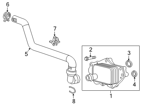 2019 GMC Terrain Oil Cooler Oil Cooler Gasket Diagram for 55576424