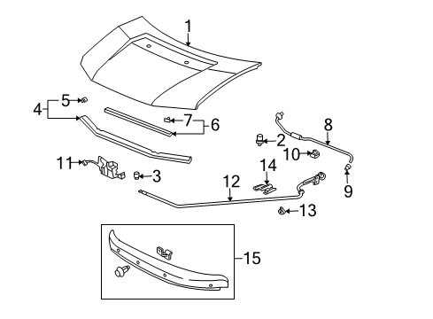 2010 Honda Element Hood & Components, Exterior Trim Wire Assembly, Hood Diagram for 74130-SCV-A01