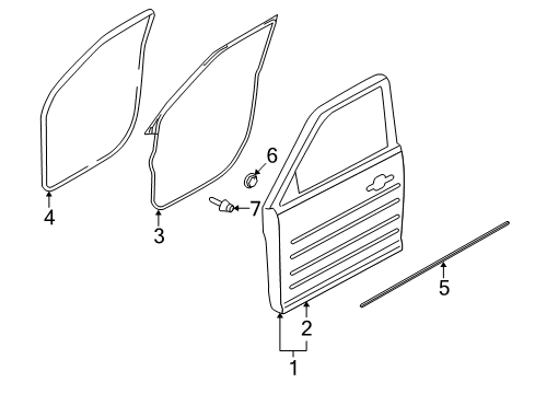 2017 Ford Flex Front Door Door Shell Diagram for AA8Z-7420124-A