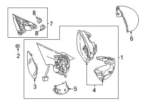 2021 Honda Accord Mirrors Mirror Sub-Assembly, Driver Side Diagram for 76253-TVA-A31