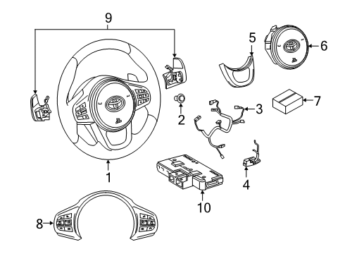 2020 Toyota GR Supra Cruise Control System Steering Wheel Diagram for 45100-WAA01