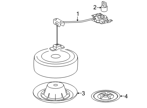 2010 Toyota Highlander Spare Tire Carrier Spare Tire Retainer Diagram for 51900-0E022