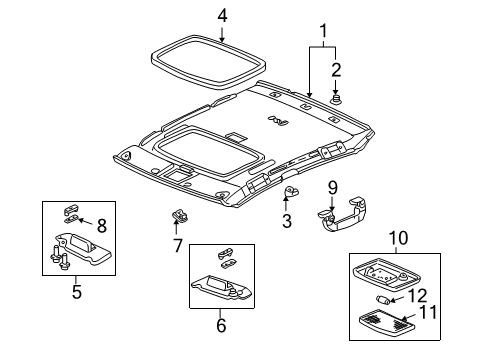 2003 Acura CL Interior Trim - Roof Lining Assembly, Roof (Mild Beige) (Sunroof) Diagram for 83200-S3M-A01ZC