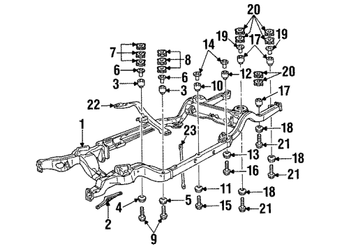 1993 Cadillac Fleetwood Frame & Components Insulator Bolt Diagram for 3524497