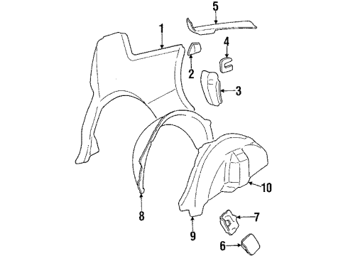 1985 Buick Skylark Quarter Panel & Components Cbl Asm-Fuel Filler Door Latch Diagram for 20576397