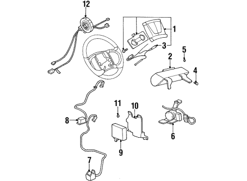 1995 Buick Riviera Air Bag Components Coil Kit, Steering Wheel Inflator Restraint Module Diagram for 26087272