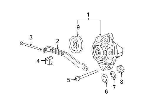 2009 Hyundai Tucson Alternator Generator Assembly Diagram for 3730022650