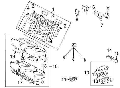 2002 Lexus LS430 Rear Seat Components Cushion Assembly, Rear Seat Diagram for 71460-50510-B0