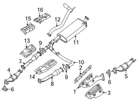 2008 Nissan Pathfinder Exhaust Manifold Manifold-Exhaust W/CAT, LH Diagram for 14002-ZT01C