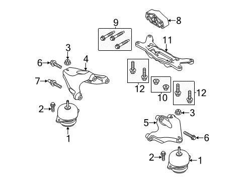 2011 Ford Mustang Engine & Trans Mounting Support Bracket Stud Diagram for -W711663-S437