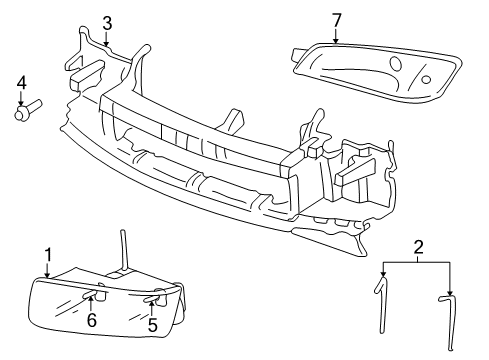 2006 Chevrolet Avalanche 1500 Headlamp Components, Park & Signal Lamps Mount Panel Diagram for 15239008