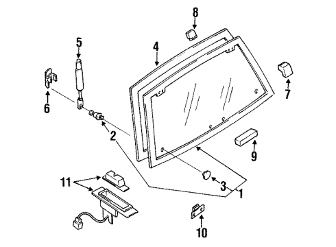 1995 Nissan Quest Lift Gate - Glass & Hardware Weather Back Door Diagram for 90310-6B700