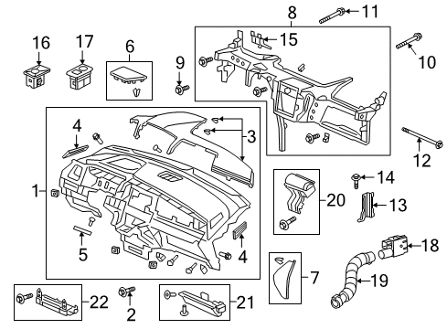 2021 Honda Odyssey Cluster & Switches, Instrument Panel Garnish Assy., L. Side Defroster *NH900L* (DEEP BLACK) Diagram for 77485-THR-A01ZA