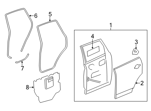 2014 Chevrolet Captiva Sport Rear Door Door Shell Diagram for 20890799