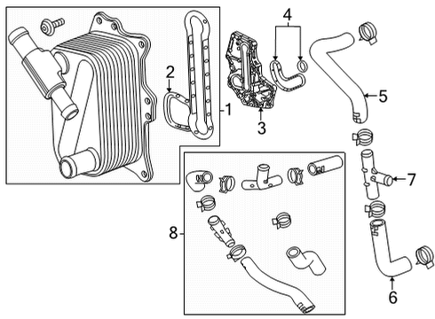 2021 Chevrolet Tahoe Oil Cooler Oil Cooler Gasket Diagram for 55511495