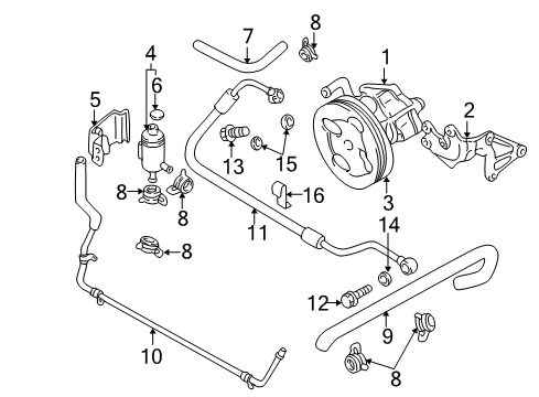 2002 Chevrolet Tracker P/S Pump & Hoses, Steering Gear & Linkage Pump, P/S Diagram for 30020979