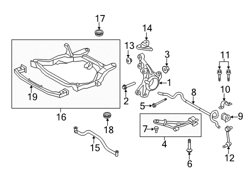 2015 Lincoln MKX Front Suspension, Lower Control Arm, Stabilizer Bar, Suspension Components Bar Diagram for 9T4Z-5874-A