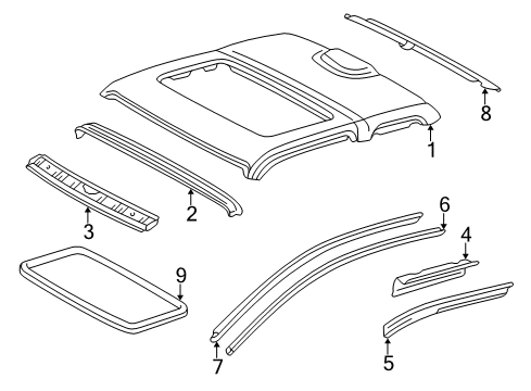 Diagram for 1996 Toyota Tacoma Roof & Components 