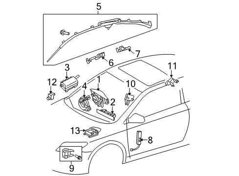 2009 Scion tC Air Bag Components Head Air Bag Diagram for 62180-21010