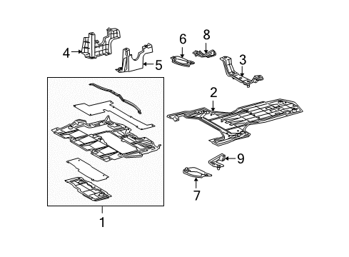 2006 Lexus GS300 Splash Shields Bracket, Engine Side Cover, No.1 LH Diagram for 51437-30010