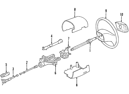 2003 Ford E-350 Super Duty Steering Column, Steering Wheel & Trim Steering Wheel Diagram for 1L3Z-3600-CAA