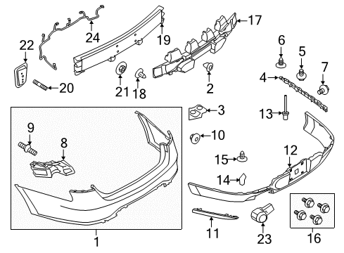 2010 Ford Taurus Rear Bumper Reflector Diagram for AG1Z-15A449-B