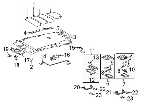 2006 Lexus RX400h Interior Trim - Roof Lamp Assy, Map Diagram for 81260-48140-B0