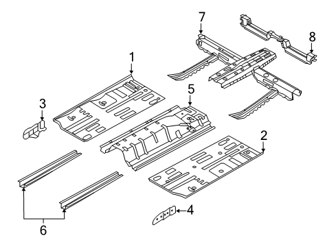 2012 Kia Rio Pillars, Rocker & Floor - Floor & Rails Bracket Assembly-Tunnel Rear Diagram for 651171W020