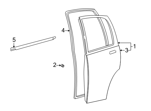 2000 Chevrolet Tracker Rear Door Weatherstrip, Rear Door Opening, LH (On Esn) Diagram for 30028278