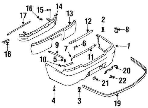 1996 Infiniti I30 Rear Bumper Bolt-Carriage Diagram for 01125-01331