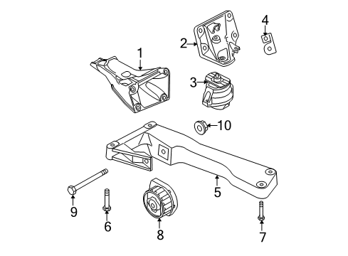 2008 BMW 328i Engine & Trans Mounting Engine Mount Bracket Left Diagram for 22116770049