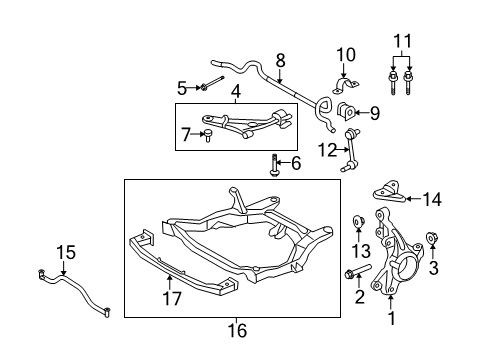 2007 Ford Edge Front Suspension Components, Lower Control Arm, Stabilizer Bar Engine Crossmember Diagram for 9T4Z-5C145-B