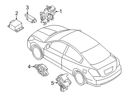 2018 Nissan Maxima Air Bag Components Steering Air Bag Wire Assembly Diagram for 25554-3TA1D