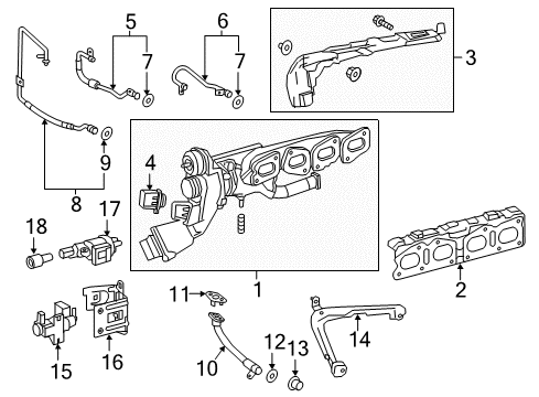 2017 Infiniti Q60 Exhaust Manifold Turbo Charger Diagram for 14411-HG01A