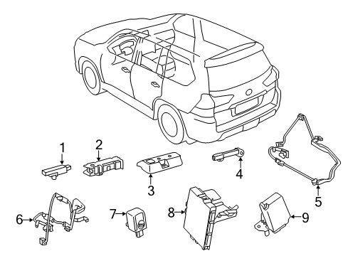 2020 Lexus LX570 Keyless Entry Components Transmitter Sub-Assy Diagram for 89904-48X70