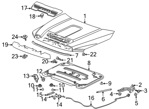 2020 GMC Sierra 2500 HD Hood & Components Retainer Diagram for 11610700