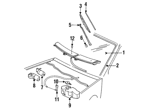 1993 Pontiac LeMans Windshield Glass Container, Windshield Washer/Wiper Diagram for 90244911