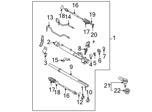 2005 Hyundai Tiburon Steering Column & Wheel, Steering Gear & Linkage Gear & Linkage Assembly-Power Steering Diagram for 57700-2C000