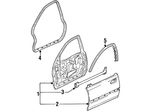 1993 Honda Civic Front Door Sub-Seal, L. FR. Door Diagram for 72365-SR4-024