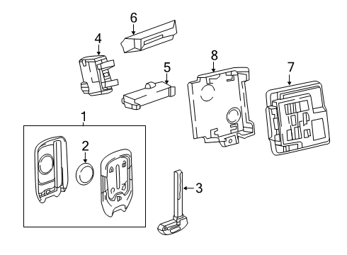 2021 Chevrolet Blazer Keyless Entry Components Transmitter Diagram for 13529636